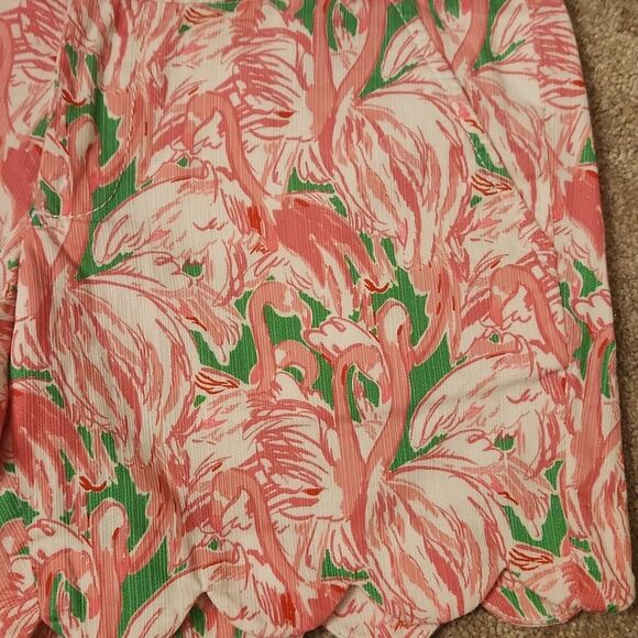 Lilly Pulitzer "Pink Colony" Buttercup Scalloped Shorts w/ Flamingos Size 000 - Picture 2 of 7